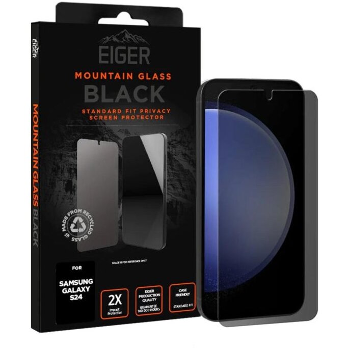 Folie protecție Eiger Sticlă 2.5D Mountain Glass Privacy pentru Samsung Galaxy S24 Black