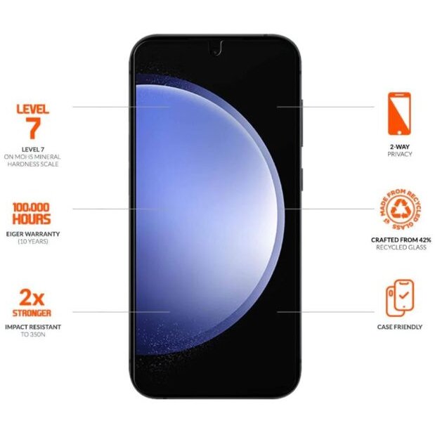 Folie protecție Eiger Sticlă 2.5D Mountain Glass Privacy pentru Samsung Galaxy S24 Black — imaginea 4