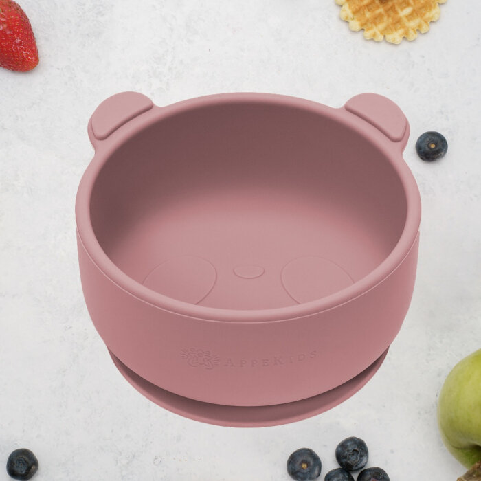 Bol din Silicon cu Ventuză AppeKids The Little Bear Old Rose