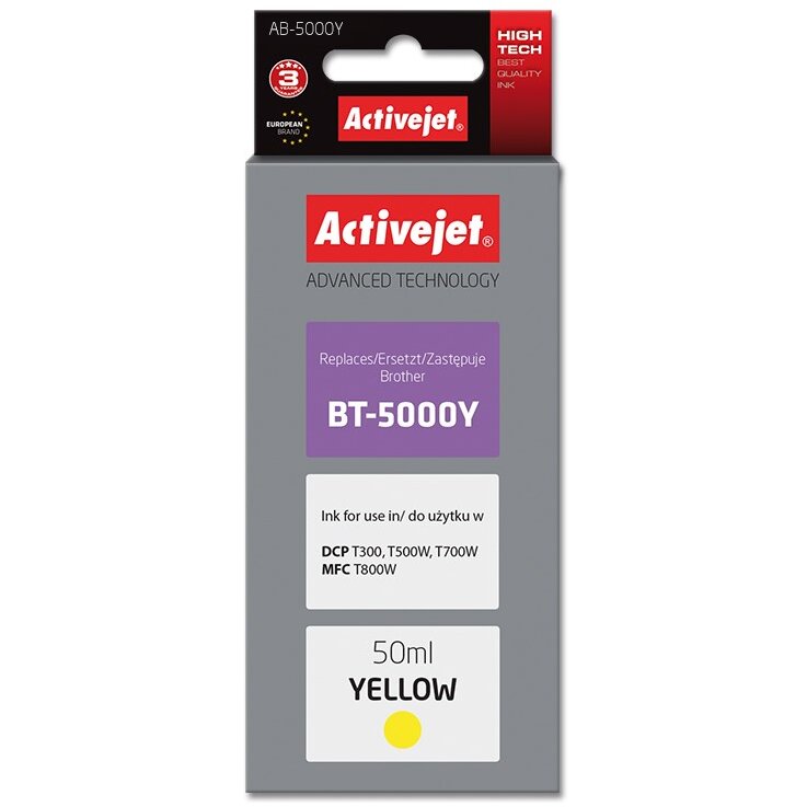 Cartuș Inkjet ActiveJet AB-5000Y Brother BT-5000Y Supreme 50ml Yellow
