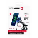 Incarcator Swissten Auto + Suport ventuza  Wireless 15W compatibil Magsafe Negru