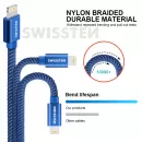 de date  textil USB / Lightning 2,0 m albastru