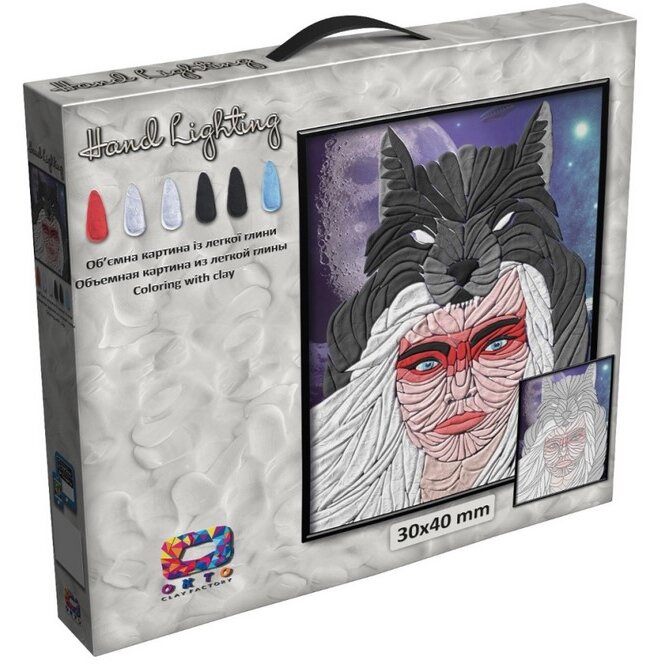 Set Pictura 3D cu Argila Usoara Woman Wolf 40x30cm