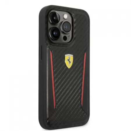 Husa Ferrari Cover  Hard Carbon PU pentru iPhone 14 Pro Max FEHCP14XNPYK Black