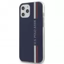 Cover US Polo TPU Tricolor Vertical Stripes pentru iPhone 12 Pro Max Navy