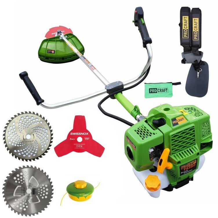 Motocoasa Benzină ProCraft T4350 Sistem Blocare Disc 4350W 4 Sisteme Tăiere Verde