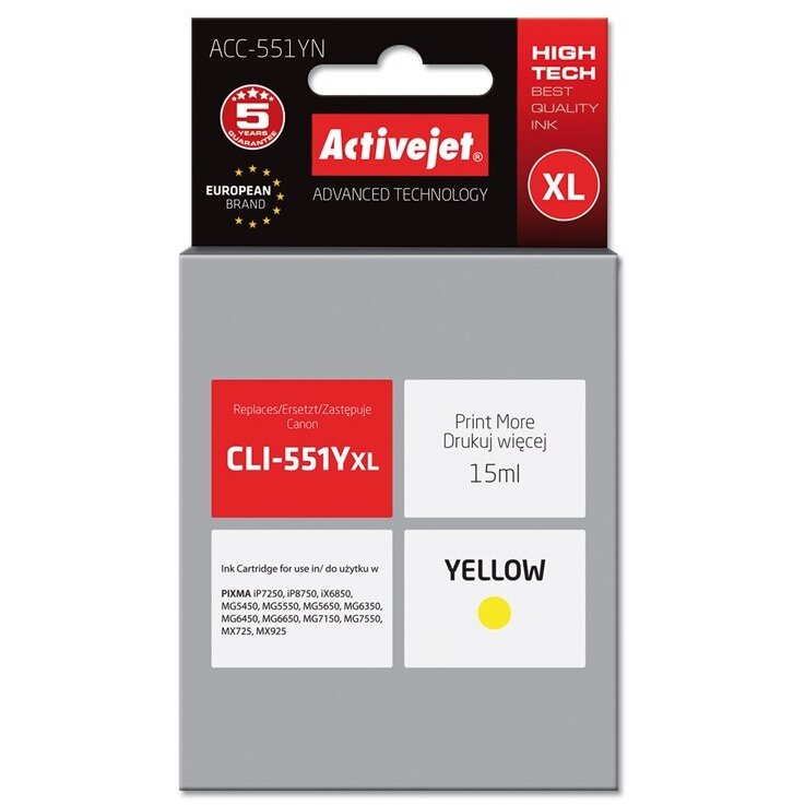 Consumabil ACC-551YN  Canon CLI-551Y Supreme 15ml Yellow