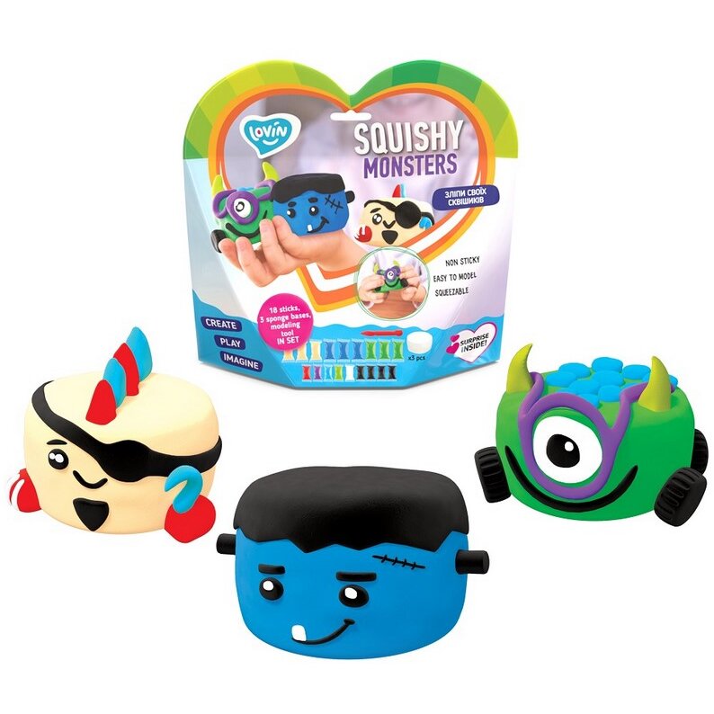 Set Air Clay pentru Modelaj Lovin 18 Culori Squishy Monsters