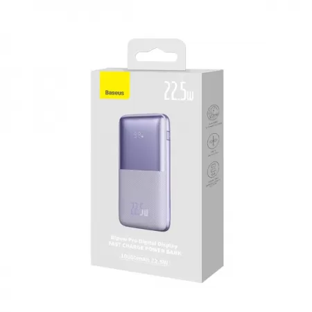 Baterie Externa Baseus Bipow Pro 10.000 mAh 2x USB-A 1x USB-C Incarcare Rapida Violet