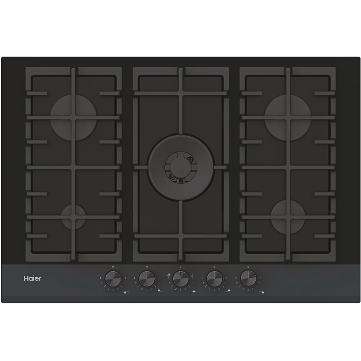 Plita Incorporabila HAVG75HB Gaz 5 Arzatoare Aprindere  Electrica Wok Gratar Fonta Negru