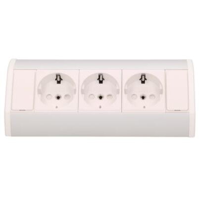 Priza pentru Mobilier OR-GM-9001/W-G(GS) 16A 3680W 3 Prize Schuko Lungime Cablu 0.6M Alb/Argintiu