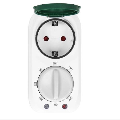 Priza Programabila OR-PRE-446(GS) Mecanica Senzor Crepuscular Schuko 230V 16A 3680W IP44 Alb/Verde