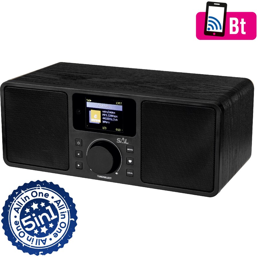 Internet Radio Global Bluetooth/Wifi 5 in 1 Hifi Bass-Reflex Control Telecomanda/Pc/Smartphone Lan N