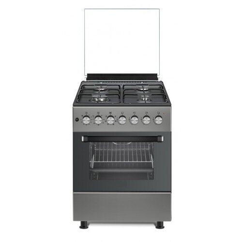 Aragaz Gaz 60cm 4 Arzatoare Grill Electric Rotisor Gratare Fonta Aprindere Electrica Clasa Energetica A Gri