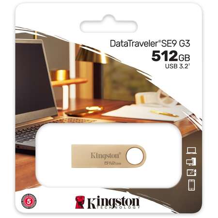 Memorie USB Kingston Technology DataTraveler 512GB 220MB/s Metal USB 3.2 Gen 1 SE9 G3 Auriu