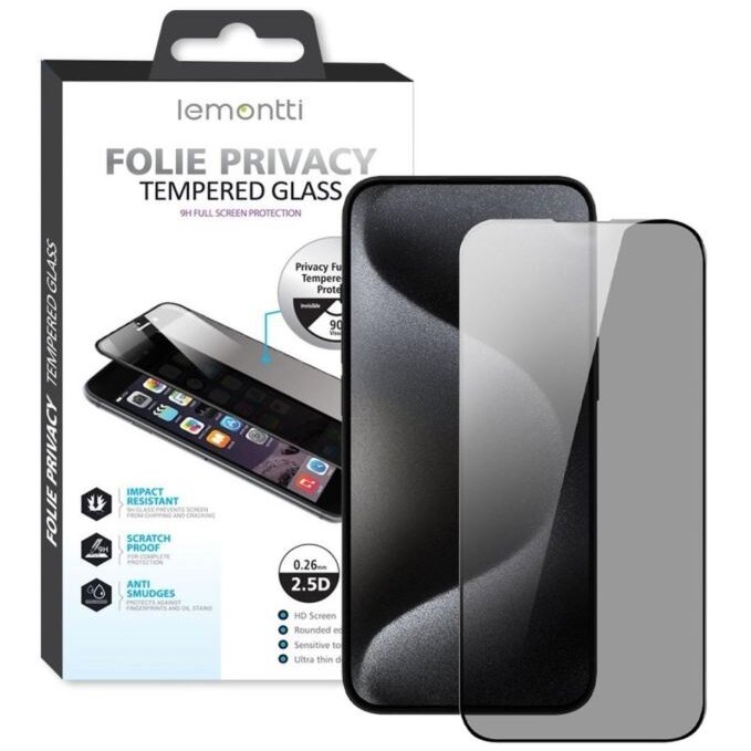 Folie protecție Lemontti Sticlă Privacy Full Fit pentru Samsung Galaxy S24 Negru