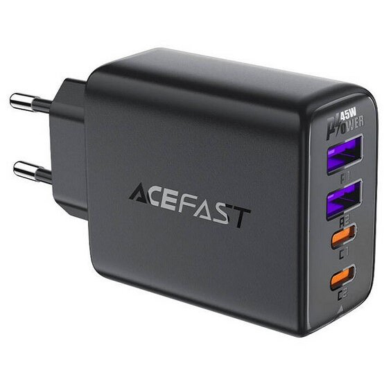 Incarcator Retea A61 45W 3A 2x USB-A 2x USB-C Negru