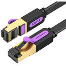 Flat ICABI Ethernet Cat. 7, mufat 2xRJ45, UTP, 10Gbps, lungime 3m, Negru