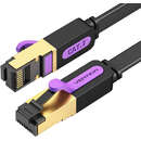 Flat ICABH Ethernet Cat. 7, mufat 2xRJ45, UTP, 10Gbps, lungime 2m, Negru