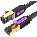 Flat ICABF Ethernet Cat. 7, mufat 2xRJ45, UTP, 10Gbps, lungime 1m, Negru