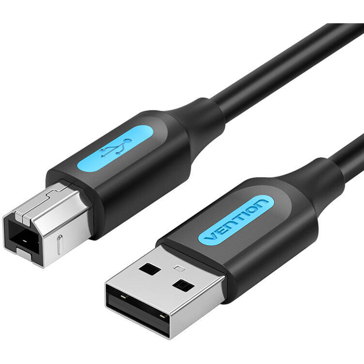 Cablu de date COQBJ, USB 2.0 la USB-B, 2A, 480 Mbps, 5m, Negru