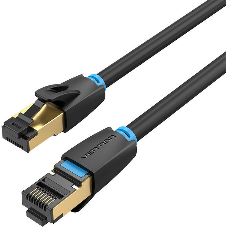 Cablu de date IKABH Ethernet Cat. 8, mufat 2xRJ45, SFTP, 40Gbps, lungime 2m, Negru