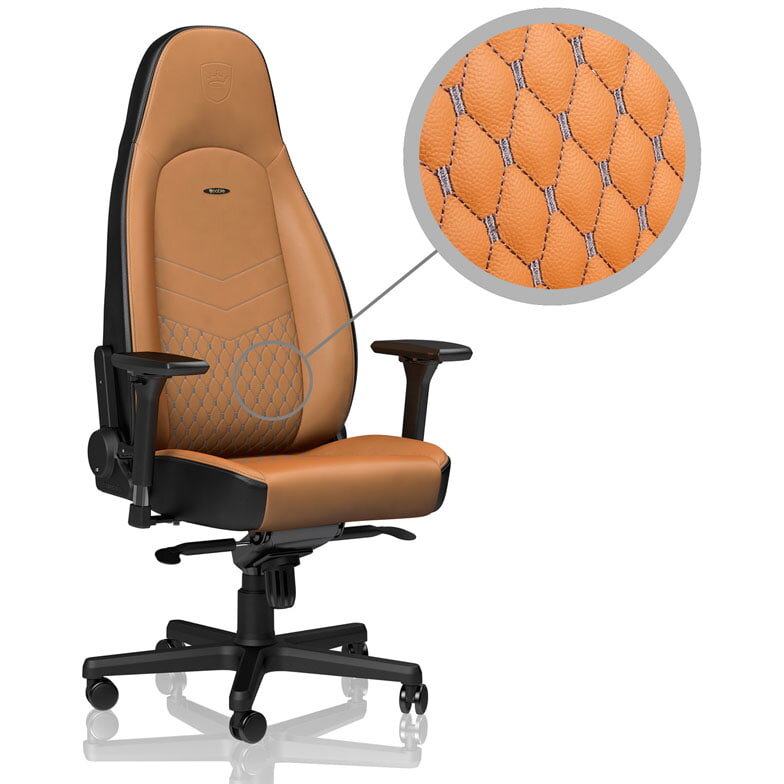 Scaun Gaming ICON Piele Originala Portocaliu