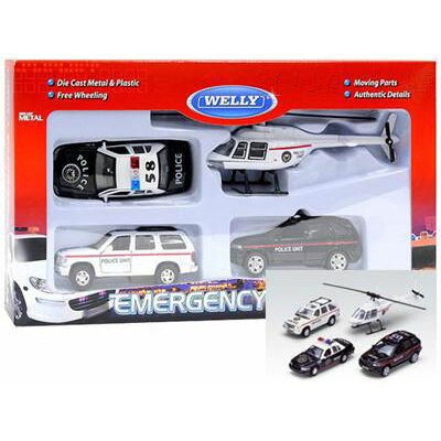 Set Masinute Welly 1:64 Emergency Team Politie  W98160-4GJ-POL  Alb