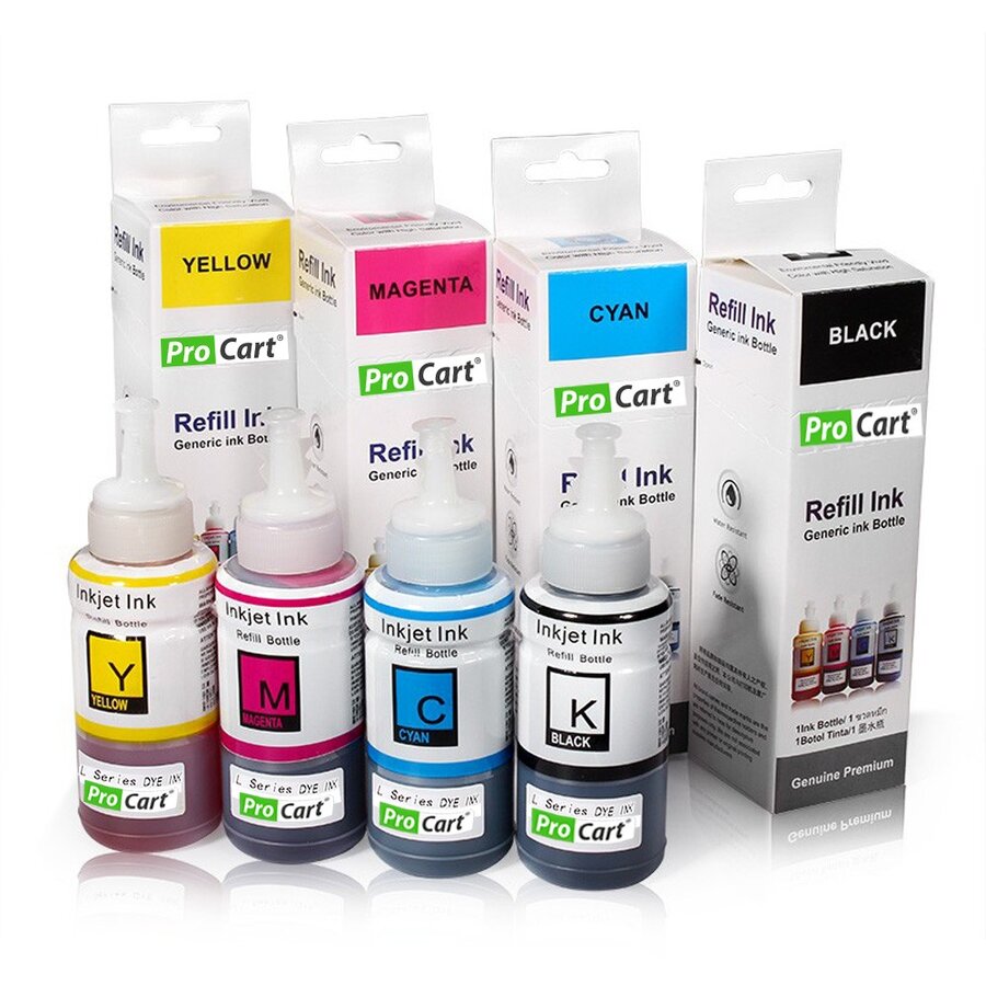 Set 4 Culori Cerneala Refill Foto DYE Pentru Epson Seria L