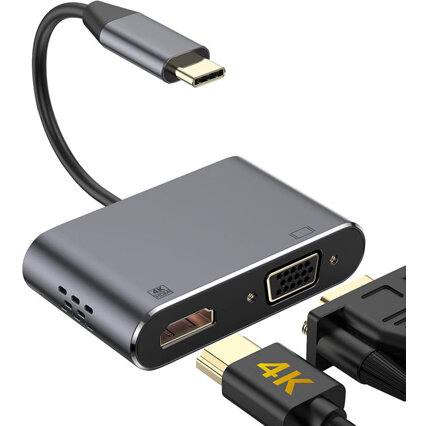 ADAPTOR TIP C - HDMI 4K 30HZ SI VGA (SIMULTAN)