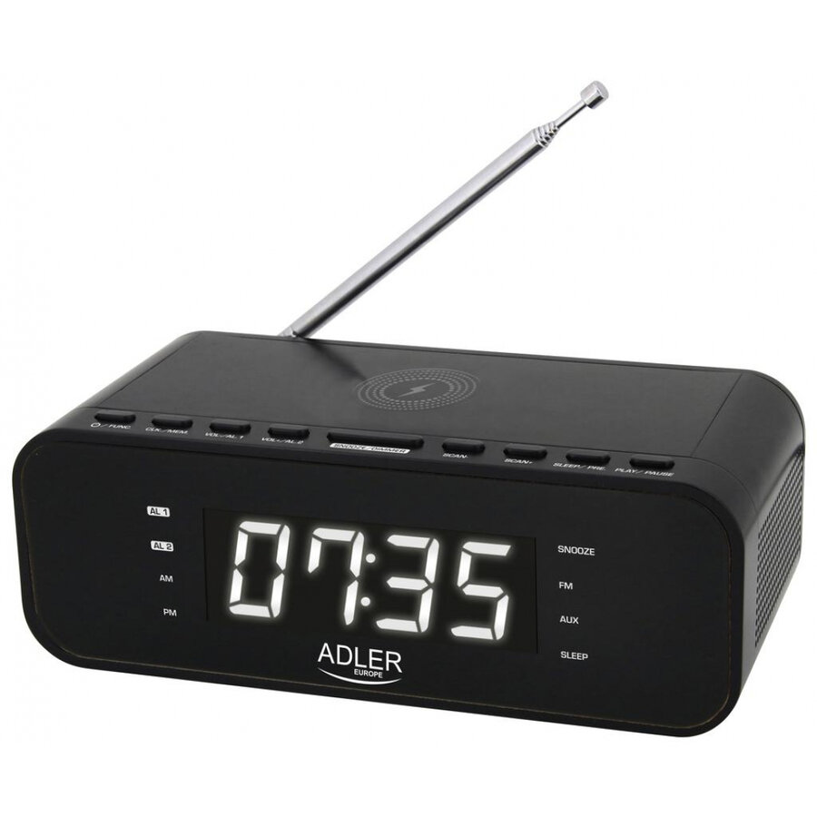 Radio cu Ceas Incarcare Wireless Negru