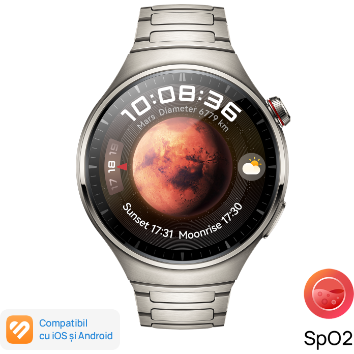 Smartwatch Watch 4 Pro LTE Medes-L19M 48mm Carcasa Titan de Grad Aerospatial Curea Titanium   55020A