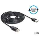 EASY USB2.0 A Plug/Socket - black 3m