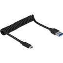 USB 3.2 Gen 2 spiral cable, USB-A male > USB-C male (black, 1.2 meters)