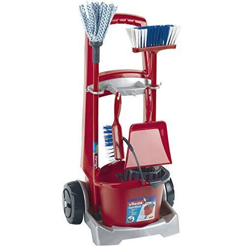 Theo Klein Vileda broom wagon, children's home appliance (red / gray)
