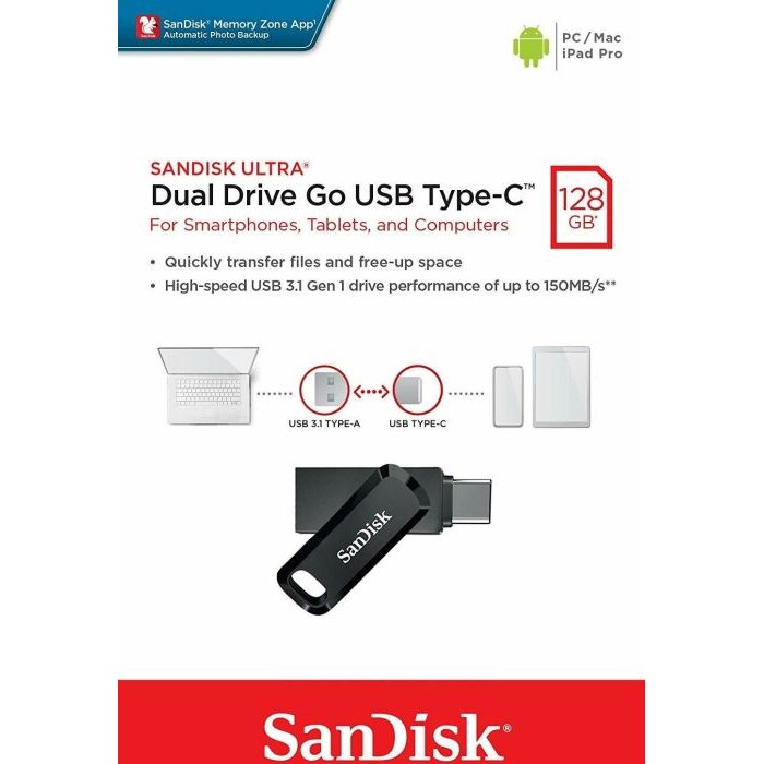 Memorie USB Sandisk Ultra Dual Drive Go 128GB Black — imaginea 5