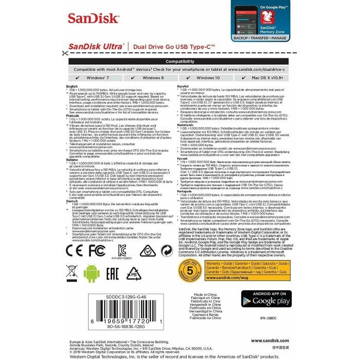 Memorie USB Sandisk Ultra Dual Drive Go 128GB Black — imaginea 6