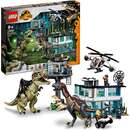76949 Jurassic World Giganotosaurus & Therizinosaurus Attack Construction Toy (Set includes Toy Helicopter, Garage, Car and 2 Dinosaur Figures)
