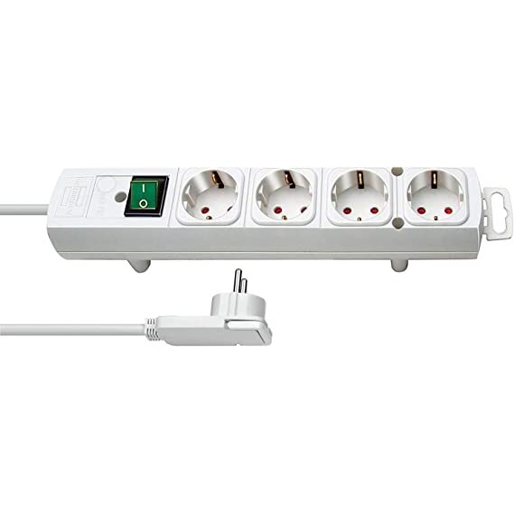 Prelungitor Multiplu Bremounta 5 Prize 2 Porturi USB-A Cablu 3M  Alb