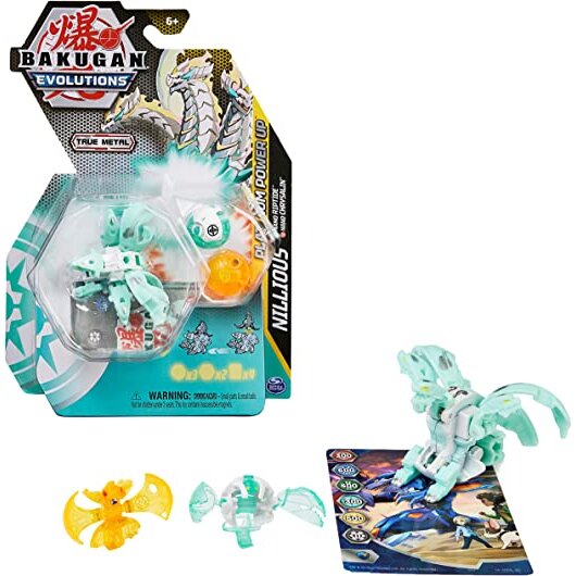 Spin Master Bakugan Evolutions Power Up 3-Pack, Toy Figure (with a Platinum Series Bakugan (Haos Nil
