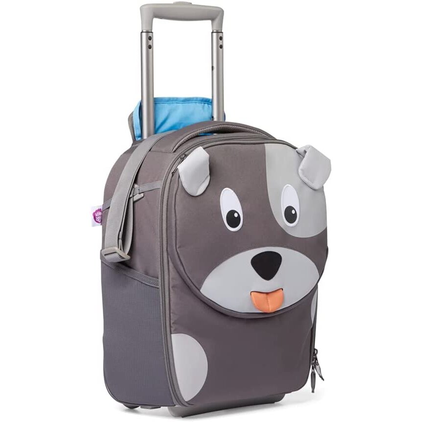 Jucarie childrens suitcase Hugo dog, trolley (grey)