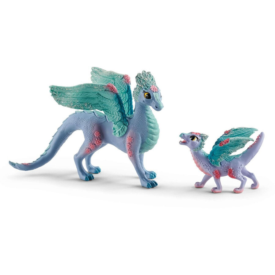 Figurina Dragon Mama Si Puiul Bayala Flower Albastru/Mov