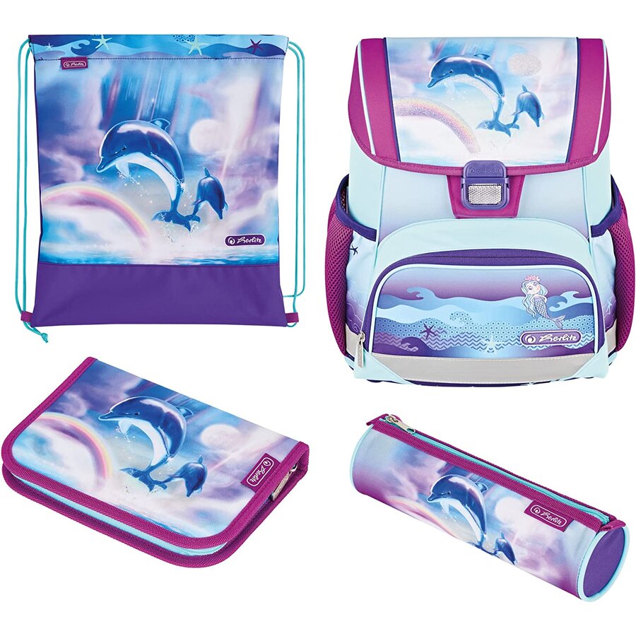 Jucarie Loop Plus Ocean in Heaven, school bag (purple/light blue, incl. 16-piece pencil case, pencil