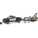 RAM 2500 police pickup, L+S module, trailer with boat, model vehicle (black/white, including 2 figures)