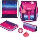 FiloLight Plus Pink Stars, school bag (pink/purple, incl. filled 16-piece school case, pencil case, sports bag)
