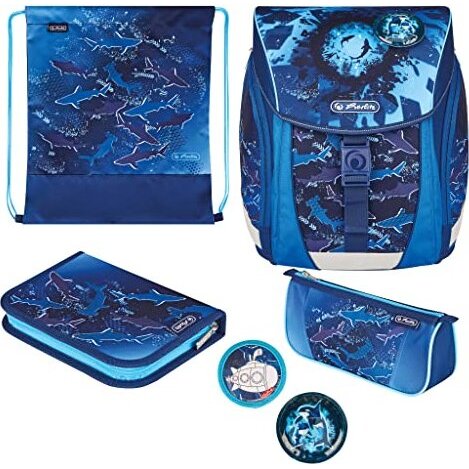 Jucarie FiloLight Plus Deep Sea, school satchel (dark blue/neon blue, incl. filled 16-piece school c