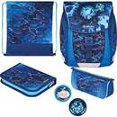 FiloLight Plus Deep Sea, school satchel (dark blue/neon blue, incl. filled 16-piece school case, pencil case, sports bag)