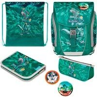 Jucarie FiloLight Plus Heavy Metal, school bag (green/grey, incl. filled 16-piece school case, penci