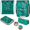 FiloLight Plus Heavy Metal, school bag (green/grey, incl. filled 16-piece school case, pencil case, sports bag)