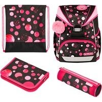 Jucarie UltraLight Plus Cats & Dots, school bag (pink/brown, incl. 16-piece school case, pencil case